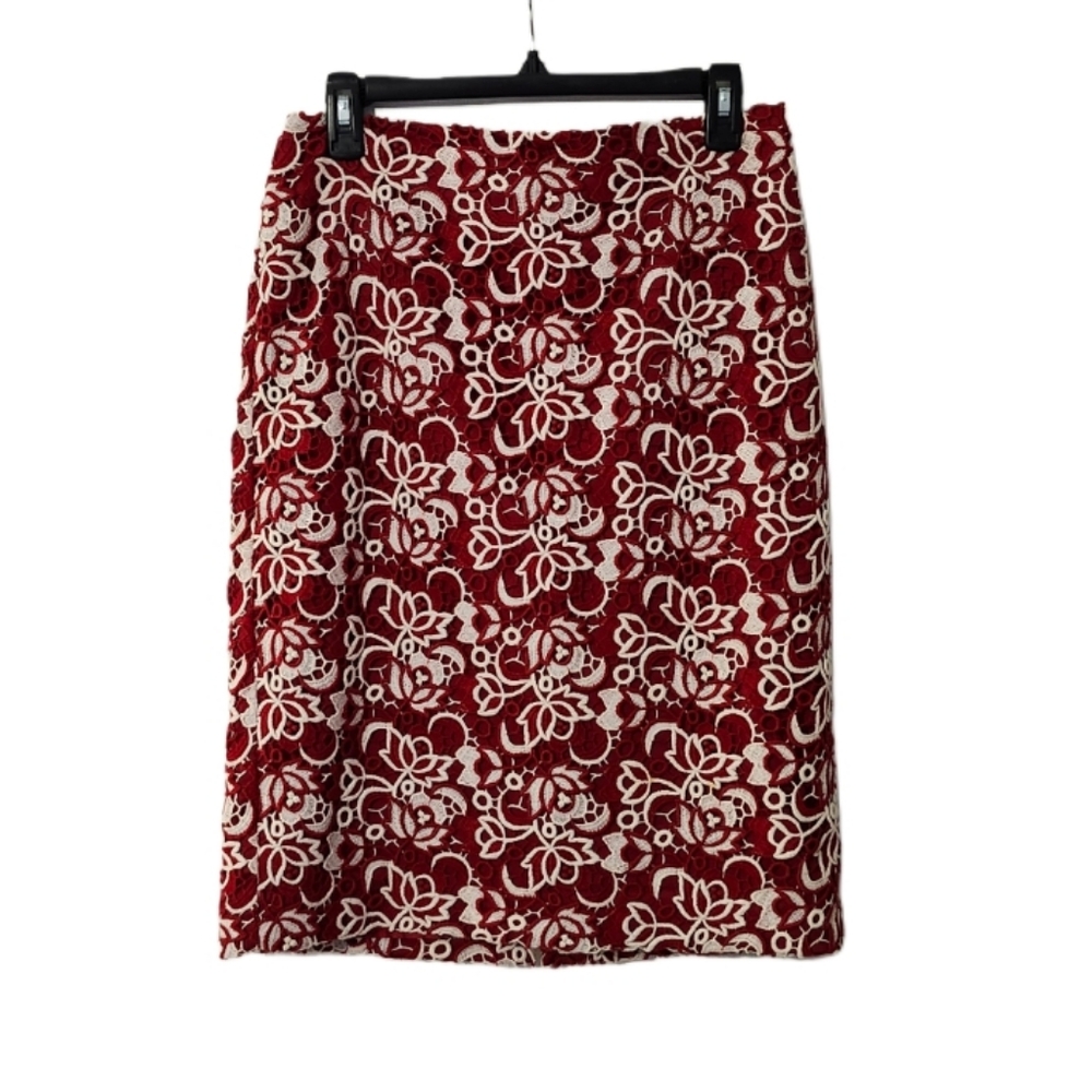 NWT Talbots Size 6 Pencil Skirt Red & White